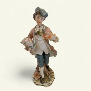 Original  Arnart Creation Vintage Porcelain Colonial Figurine with Birdcage.